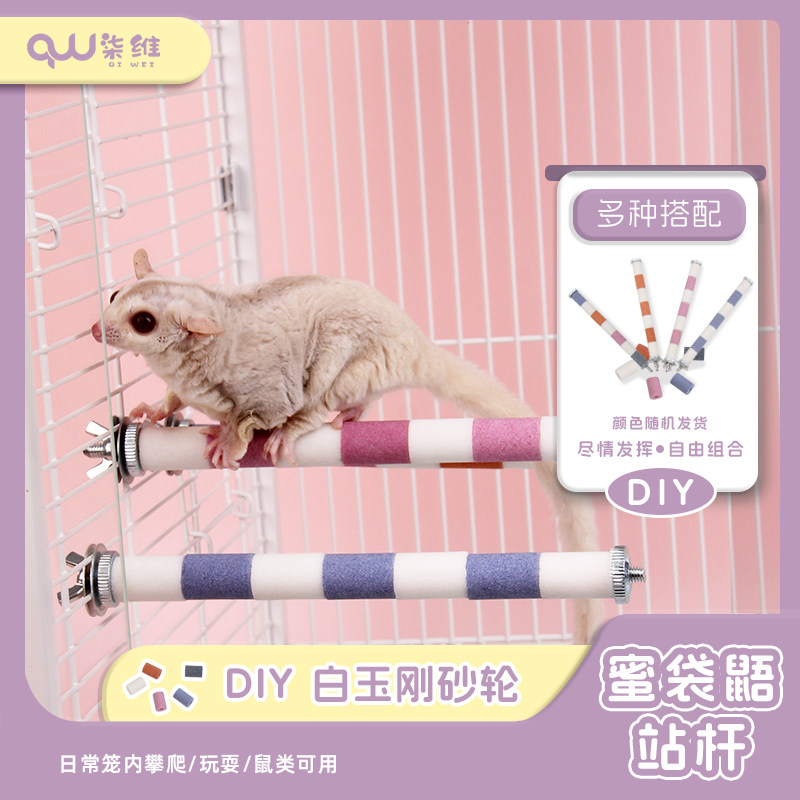 宠物站杆蜜袋鼯松鼠小飞鼠玩具互动攀爬磨爪白玉刚站杆笼内造景