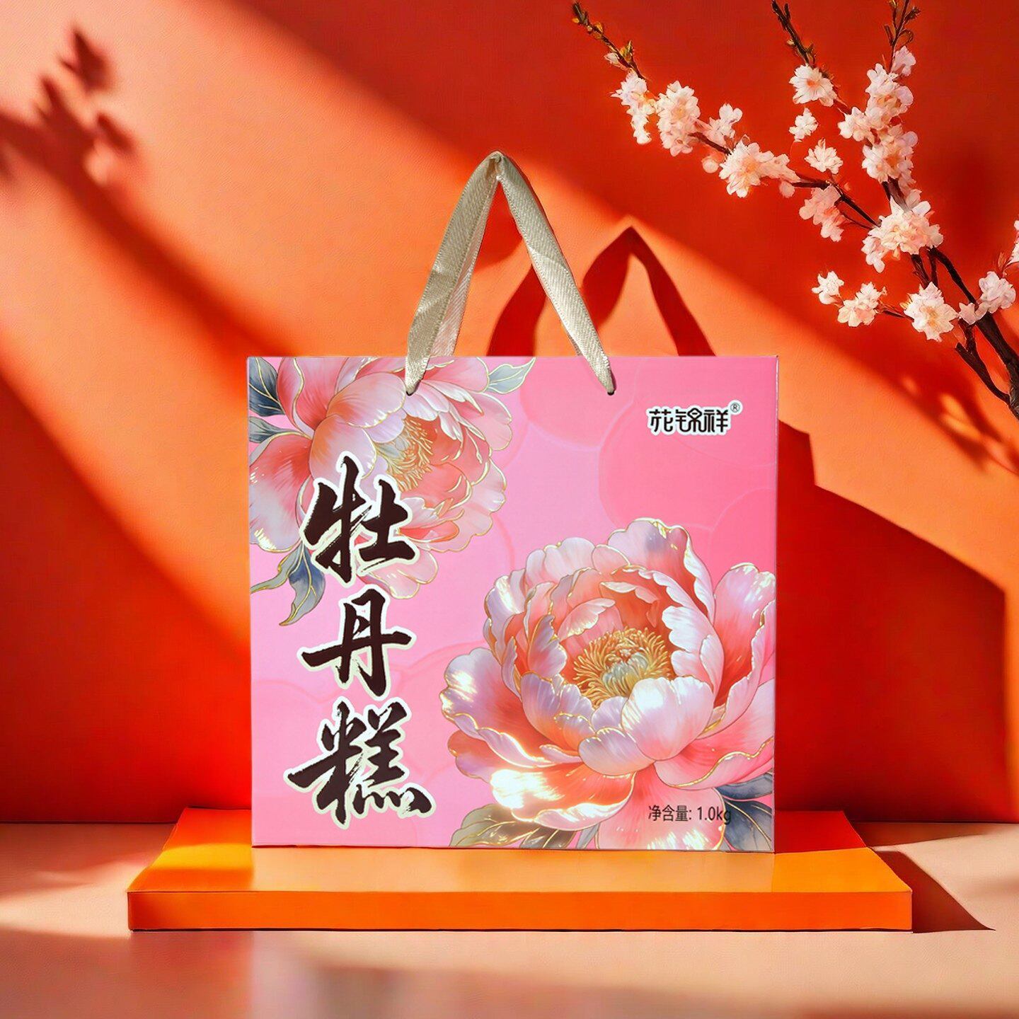 山东特产菏泽牡丹糕鲜花饼传统手工中式糕点酥皮点心1000g礼盒装