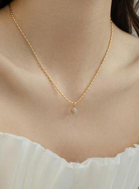 钛钢小绿豆项链女锁骨链