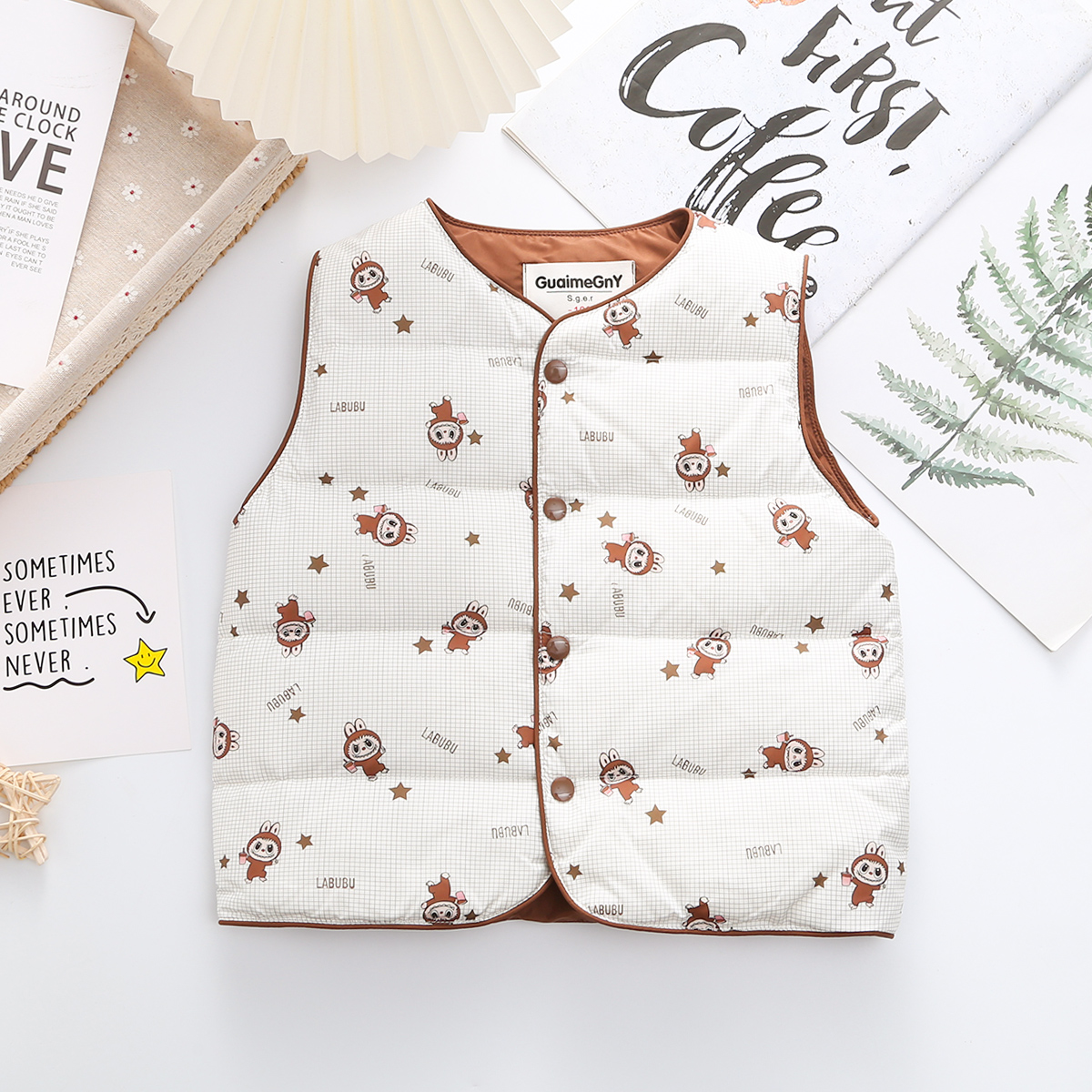 拉布布羽绒马甲儿童新款加绒加厚90白鸭绒打底神器