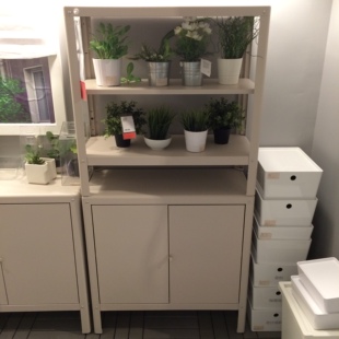 宜家国内代购 科比约恩搁架带柜米黄色带柜子防尘多层实用