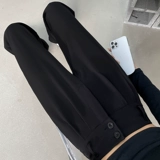 Черные штаны, летний костюм для отдыха, высокая талия, коллекция 2022, оверсайз, изысканный стиль, свободный прямой крой