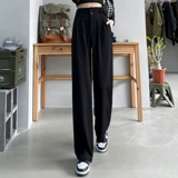 Черные штаны, летний костюм для отдыха, высокая талия, коллекция 2022, оверсайз, изысканный стиль, свободный прямой крой