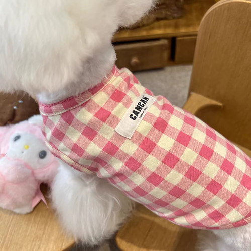 狗狗夏季衣服格子背心吊带防晒薄款透气小型犬比熊泰迪马尔济斯
