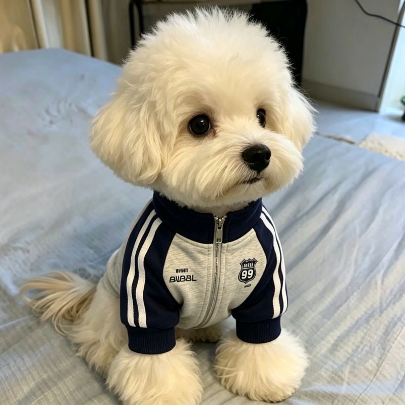 小狗狗衣服立领拉链针织夹克运动条纹外套宠物服装型犬雪纳瑞比熊