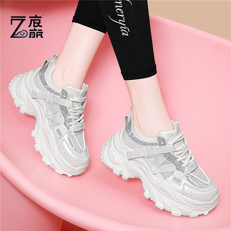 莆田纯原银色内增高厚底老爹鞋女鞋2025新款爆款春秋季休闲运动小