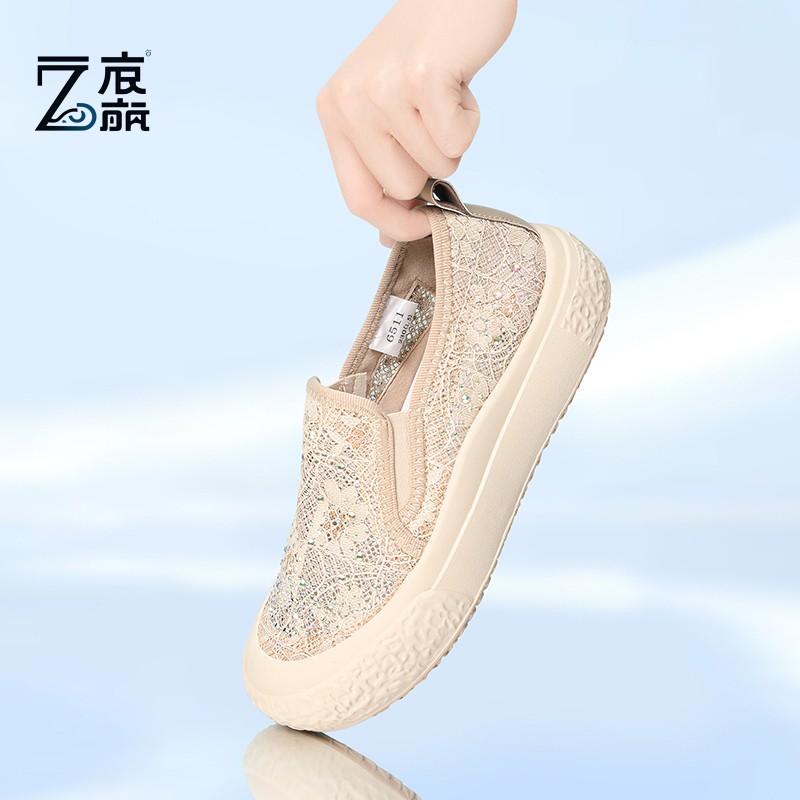 莆田纯原渔夫鞋女2025新款厚底小香风单鞋夏季透气网面一脚蹬女鞋