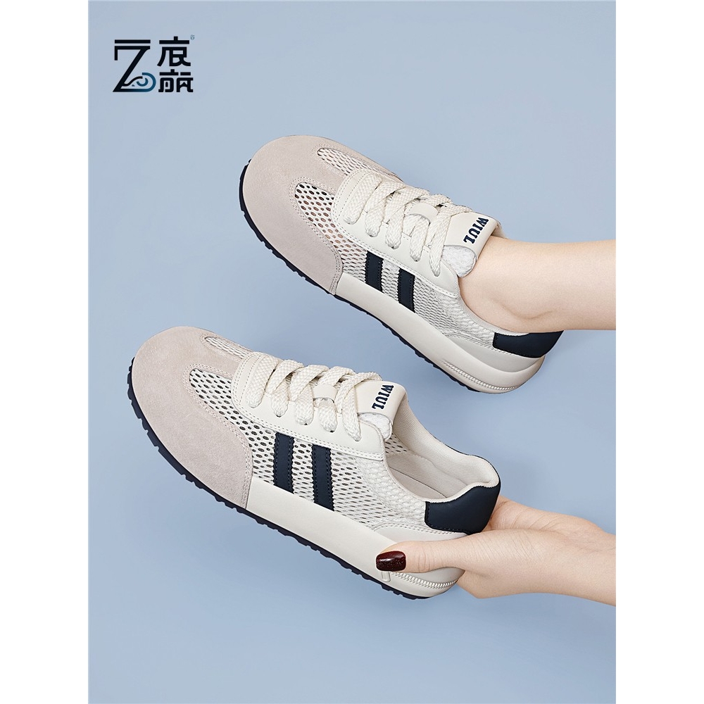 莆田纯原厚底休闲板鞋德训鞋女款真皮小白鞋2025春季新款运动休闲