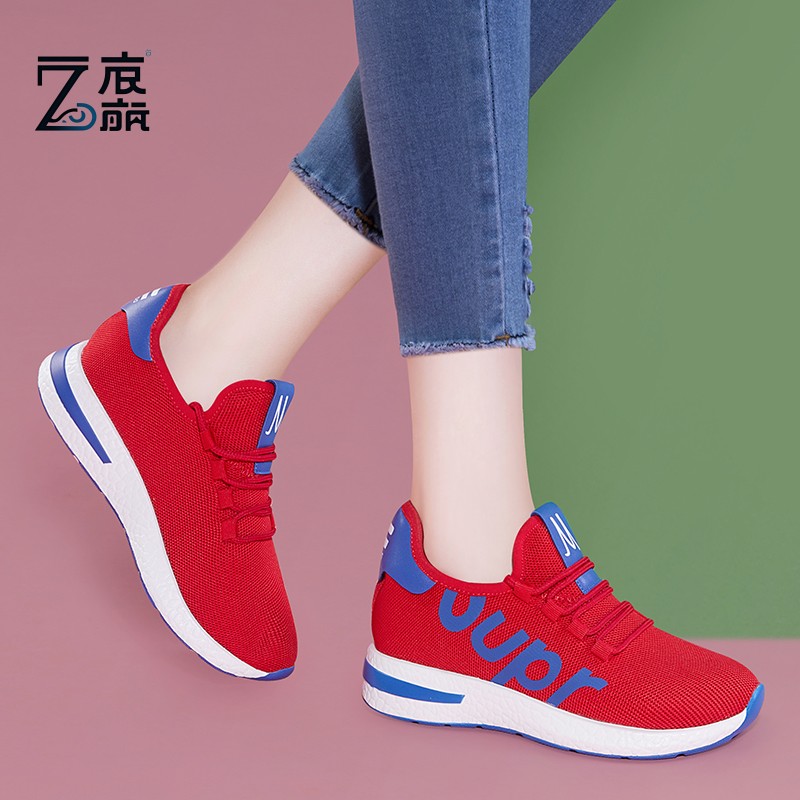 莆田纯原运动鞋女鞋2025新款春夏季百搭休闲红色软底跳舞鞋轻便跑