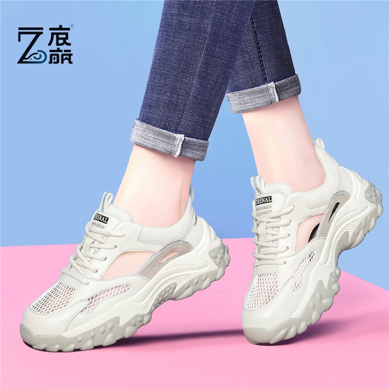 莆田纯原休闲运动凉鞋女款夏季薄款镂空网面透气2025年新款户外厚
