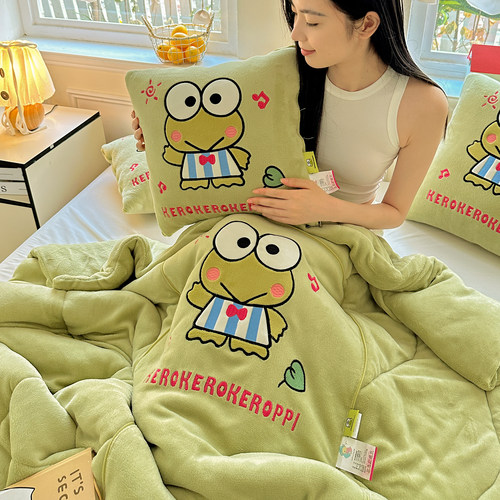 三丽鸥正版授权加厚牛奶绒抱枕被