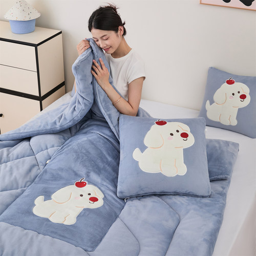 升级加厚牛奶绒两用可折叠抱枕被