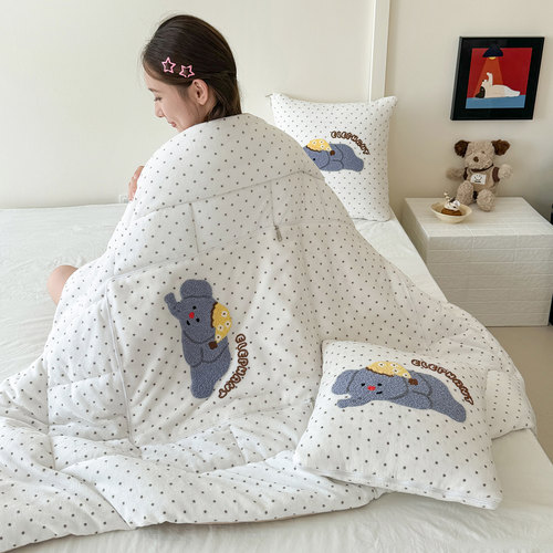 Ins加厚牛奶绒两用抱枕被