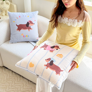 纯棉两用抱枕被卡通车载靠垫办公室沙发午休枕头可折叠便携空调被