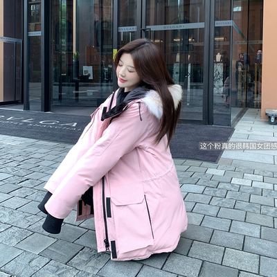 韩雨嘉白鸭绒连帽羽绒服外套