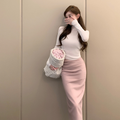 韩雨嘉细羊毛半高领打底衫