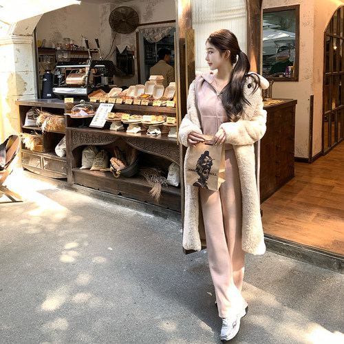 磨毛休闲宽松卫衣外套直筒卫裤