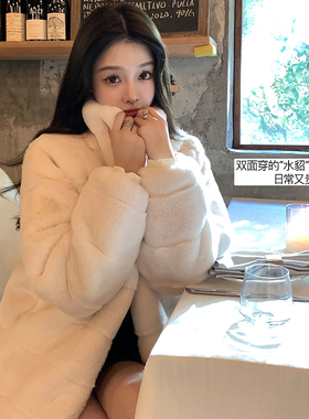 「现货」韩雨嘉白色立领双面穿羽绒服女冬90白鸭绒保暖棉服外套