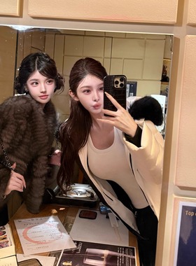 韩雨嘉【巴黎灰染】100%狐狸毛横纹车条双色定染立领皮草外套