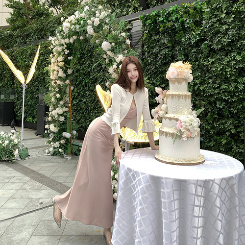 韩雨嘉斜裁吊带长裙春夏女