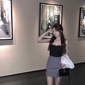 韩雨嘉白色性感后背打揽抹胸女夏季 纯欲可拆卸肩带修身 显瘦上衣