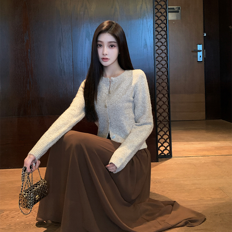 韩雨嘉羊毛小香风针织开衫