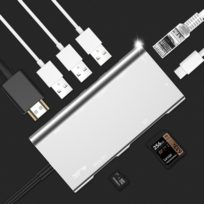 JRC苹果电脑type-c扩展坞macbook拓展转换器pro新air转接HDMI视频usb-c配件hdmi读卡传输数据mac充电投影仪