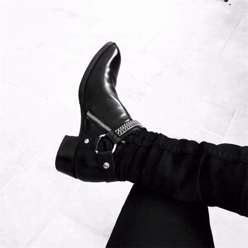 thumbnail for Martin boots spring and summer special offers European and American trend cowhide first year ring chain personality Chelsea high street youth men's shoes