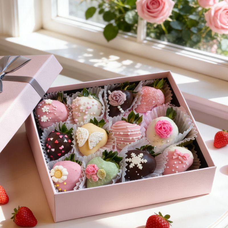 新鲜草莓巧克力纯可可脂可定制丹东99香梅春节情人节生日礼物