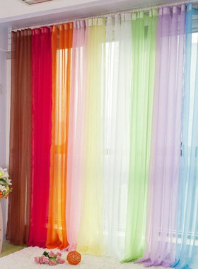 简约中古风高透光纯色网红直播背景家居装饰阳台橱窗透明纱帘定制