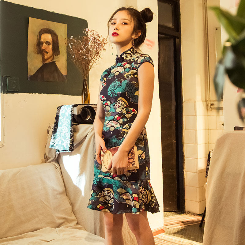 复古修身端庄大气改良盘扣中国风时尚短款鱼尾摆旗袍连衣裙礼服女|ruв категории Женская одежда, Cвадебные платья, ципао - от Buy2taobao.com для оказания профессиональной услуги покупки агента Taobao