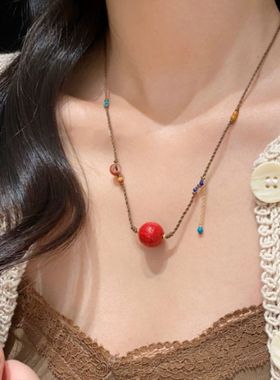 倾尽年华天然高含量朱砂转运珠心经多宝编绳项链本命年首饰礼物