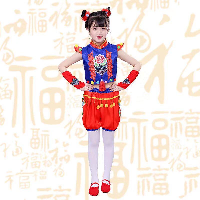 出租儿童秧歌演出服中国风六一元旦小荷风采中国梦幼儿园舞蹈裙