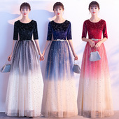 出租成人大合唱表演服长裙女生主持人学生艺考演出服装 晚礼服仙气