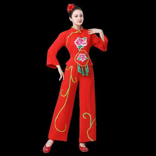 广场舞腰鼓刺绣大码出租秧歌服