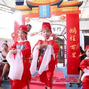 出租女驸马表演服儿童古装县官服男女童状元服黄梅戏演出服装戏服