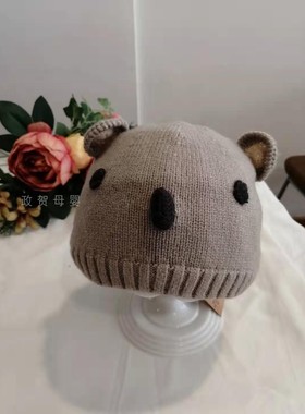 爱的热浪木然良品M05考拉毛线帽46cm可爱休闲宝宝纯棉套头帽圆顶