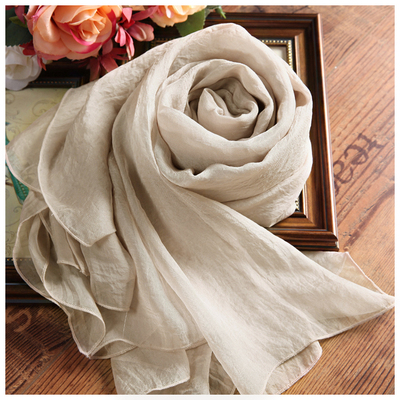 正品纯色桑蚕丝巾女气质柔软披肩