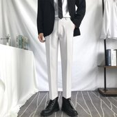 网红裤 九分裤 子韩版 潮流西装 小脚 2025年春夏帅气白色西裤 裤 男修身