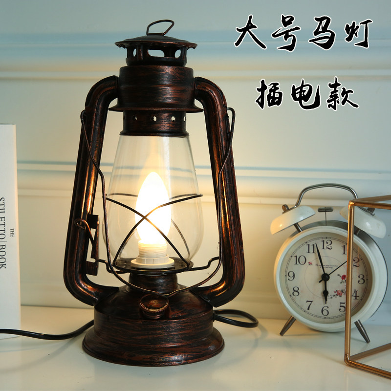 欧式复古充电LED马灯 煤油灯led灯 复古风餐厅酒吧咖啡厅铁艺灯具