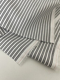 夏季高密薄款黑白竖条纹涤纶面料垂感亲肤透气男女款上衣衬衫布料