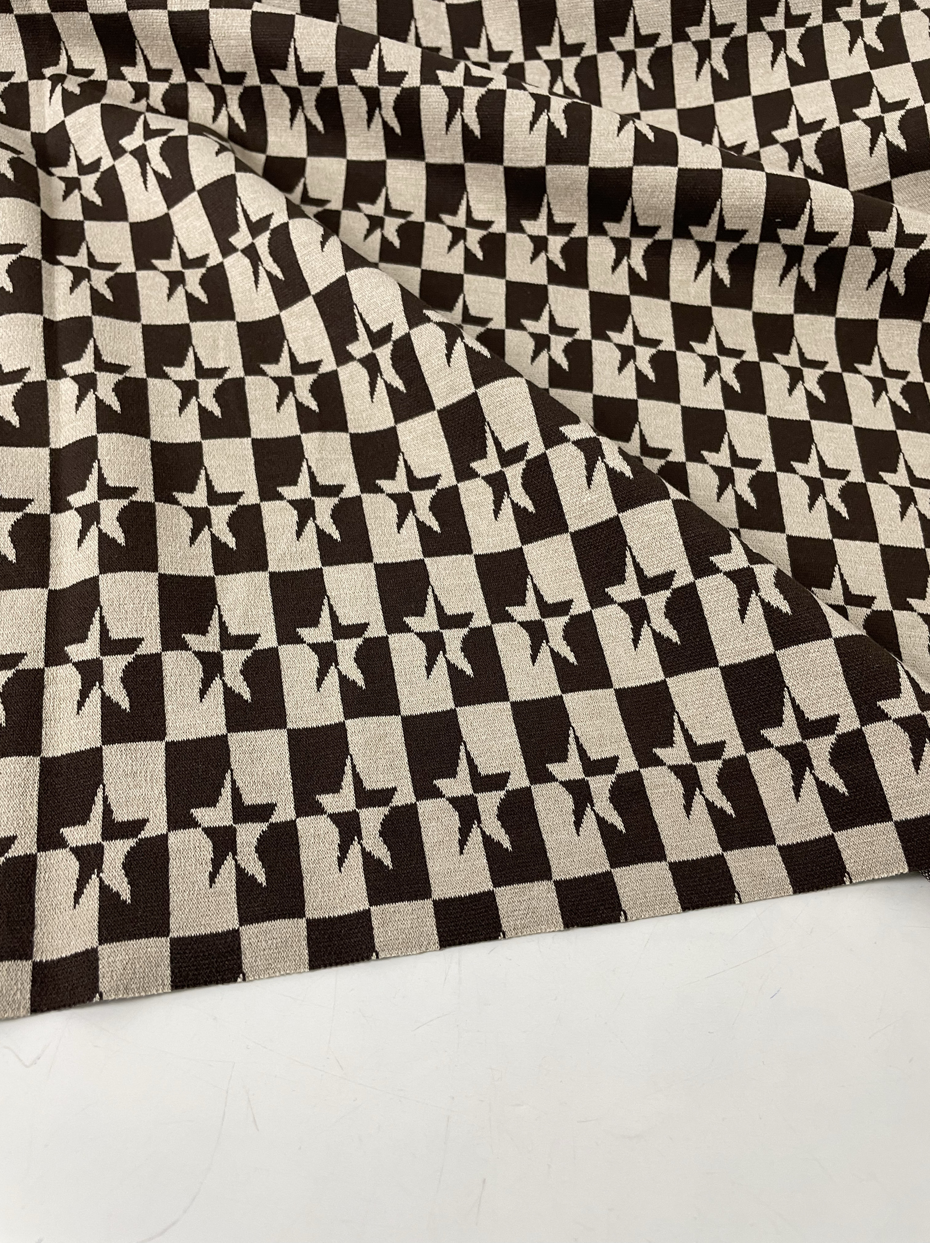 G919设计师高端定制色织几何针织布头柔软垂坠弹性连衣裙开衫面料