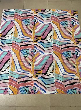 D386夏季彩色抽象印花珍珠纱雪纺布头飘逸柔软垂感连衣裙上衣面料