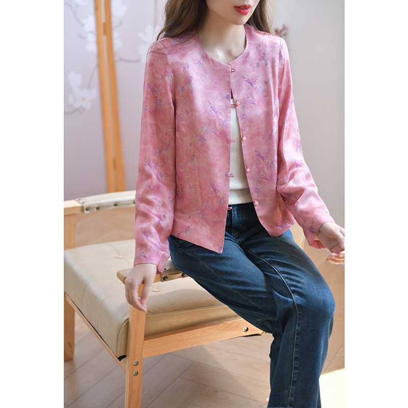 GESGOO气质优雅印花真丝短款外套