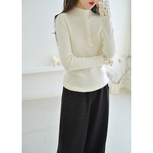 GESGOO法式显瘦半高领针织打底衫