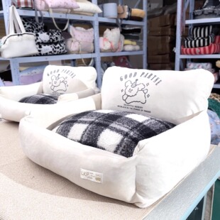 熊猫糖果粉白条纹色韩系春夏季冷感全可拆洗狗窝猫窝宠物沙发床窝