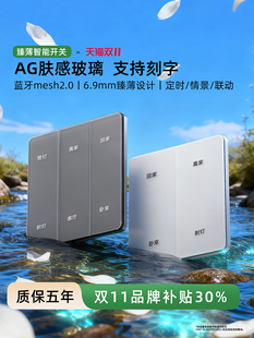 【支持刻字】智能开关AG肤感玻璃臻薄单火语音双控制APP蓝牙mesh2
