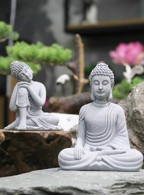 佛陀造景微景观佛像摆件花卉盆景假山流水枯山水装饰客厅中式禅意