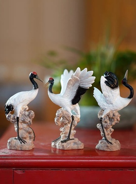 假山水景摆件仙鹤小白鹤丹顶鹤动物鱼缸鱼池微景观盆景造景装饰品