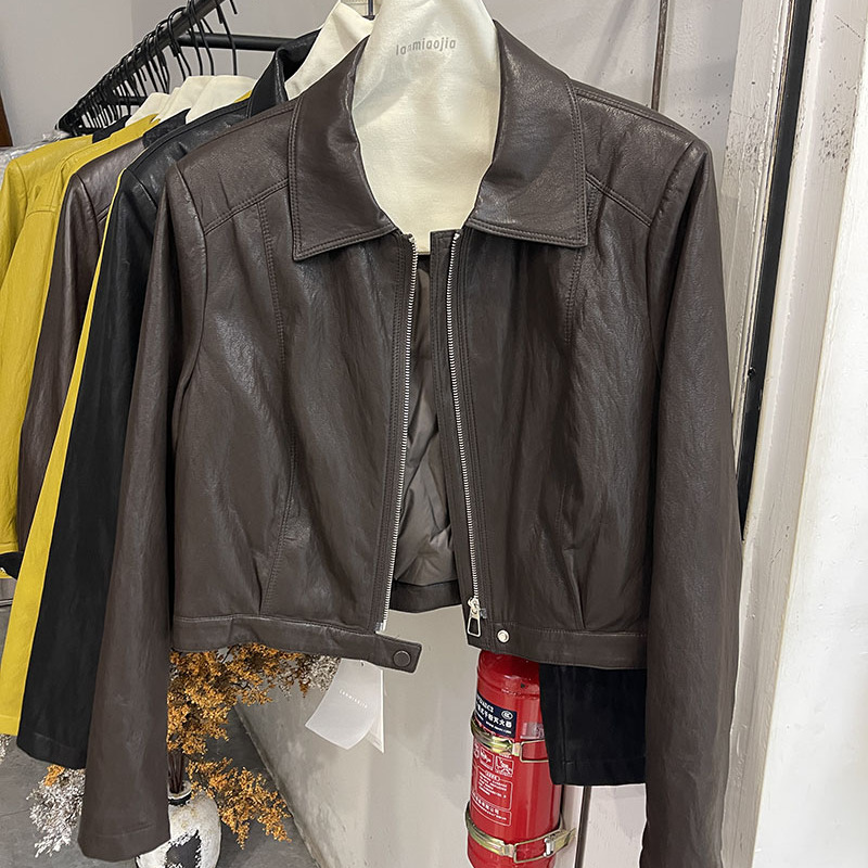 2025新女秋冬时尚短款皮衣